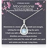 MILEPOSTJEW Sterling Silver Moonstone Necklace, Infinity Pendant with Chain, New Beginnings Gift with White Sage
