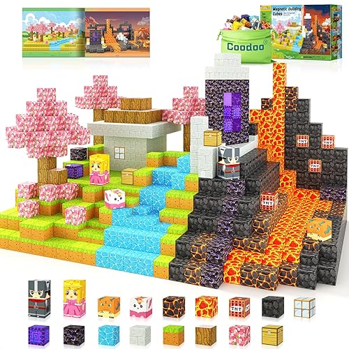 Magnetic Blocks - Build Mine Magnet World Magic Portal Set, Magnetic Tiles Building Blocks Toddler Toy STEM Sensory Outdoor Toys for 3+ Year Old Boys & Girls, Creative Kids Games Kids Toys