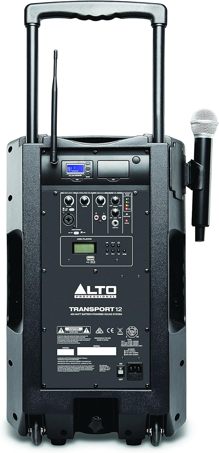alto transport 12 portable pa system with wireless mic & usb