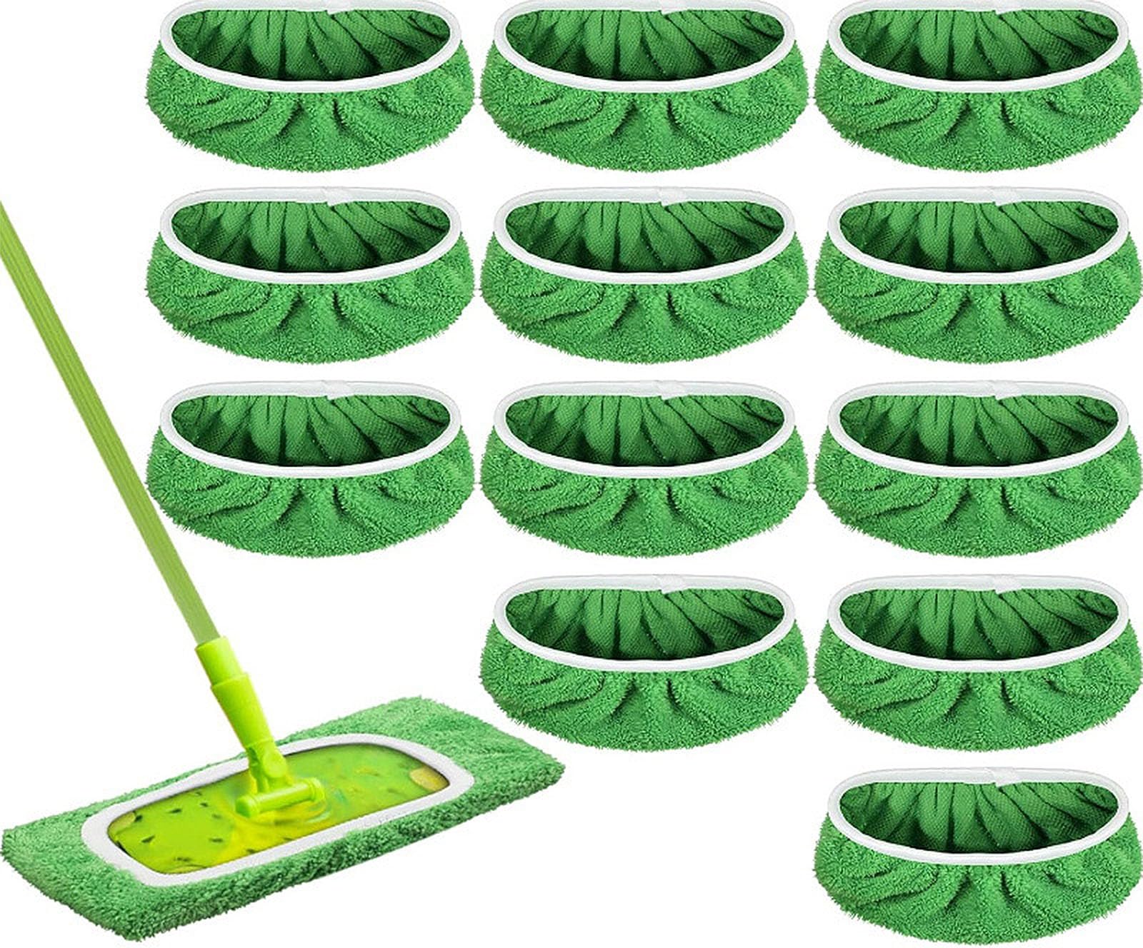 Photo 1 of 12-Pack Reusable Coral Fleece Mop Pads Washable Wet Mopping Cloths and Dry Sweeping Cloths for Swiffer Sweeper – Washable Wet & Dry Microfiber Pads for Surface/Hardwood Floor Cleaning, Tile & More.