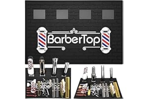 Magnetic Barber Mat for Clippers, 17.7 x 11.8 in, 4 Strong Magnetic Organizer Stations for Heavy Clippers and Trimmers, Professional Anti-Slip Rubber Heat Resistant Barber Table Mat for Hairstylist
