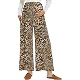 Teleamica Women's Maternity Wide Leg Palazzo Pants with Pockets, 28" Inseam Pregnancy Trousers for Work, Lounge & Yoga