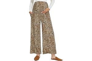 Teleamica Maternity Wide Leg Palazzo Pants with Pockets - 28" Flowy Maternity Lounge Pants, Pregnancy Work & Yoga
