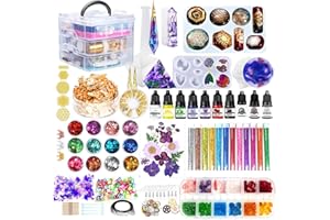 JILLSKY Resin Kit - Complete Resin Kits and Molds Set, 125pcs Resin Jewelry Making Kit for Beginners with Sphere, Pyramid, Crystal Molds & Epoxy Supplies for DIY Crafts
