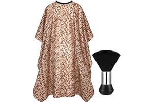 NOVWANG Hair Cutting Cape, Professional Hair Cutting Cape with Adjustable Snap Closures, Leopard Salon Barber Cape and Neck Duster Brush for Haircut Beard Hairdressing 46.8 × 56 Inch