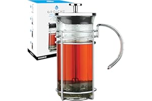 GROSCHE MADRID French Press - Premium Coffee and Tea Maker - 0.35L - 11.8oz - Borosilicate Glass Beaker - Dual Filter System For Rich Brew - Versatile Brewing | Stainless Steel Filter