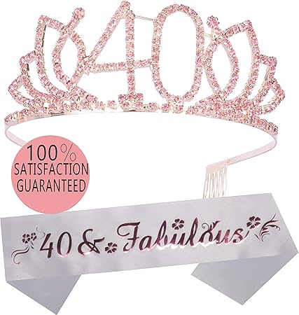 Amazon Com 40th Birthday Tiara And Sash Happy 40th Birthday