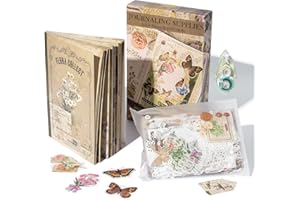 JOYCHOIC Kit de journal vintage pour débutants, 301 pièces, matériel de scrapbooking, papier de scrapbooking, autocollants es