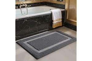 LUMI Bathroom Rug, 20x32 Non Slip Washable Bath Mat Absorbent Soft Bathmat, Fluffy Microfiber Bathroom Rugs for Floor, Shower