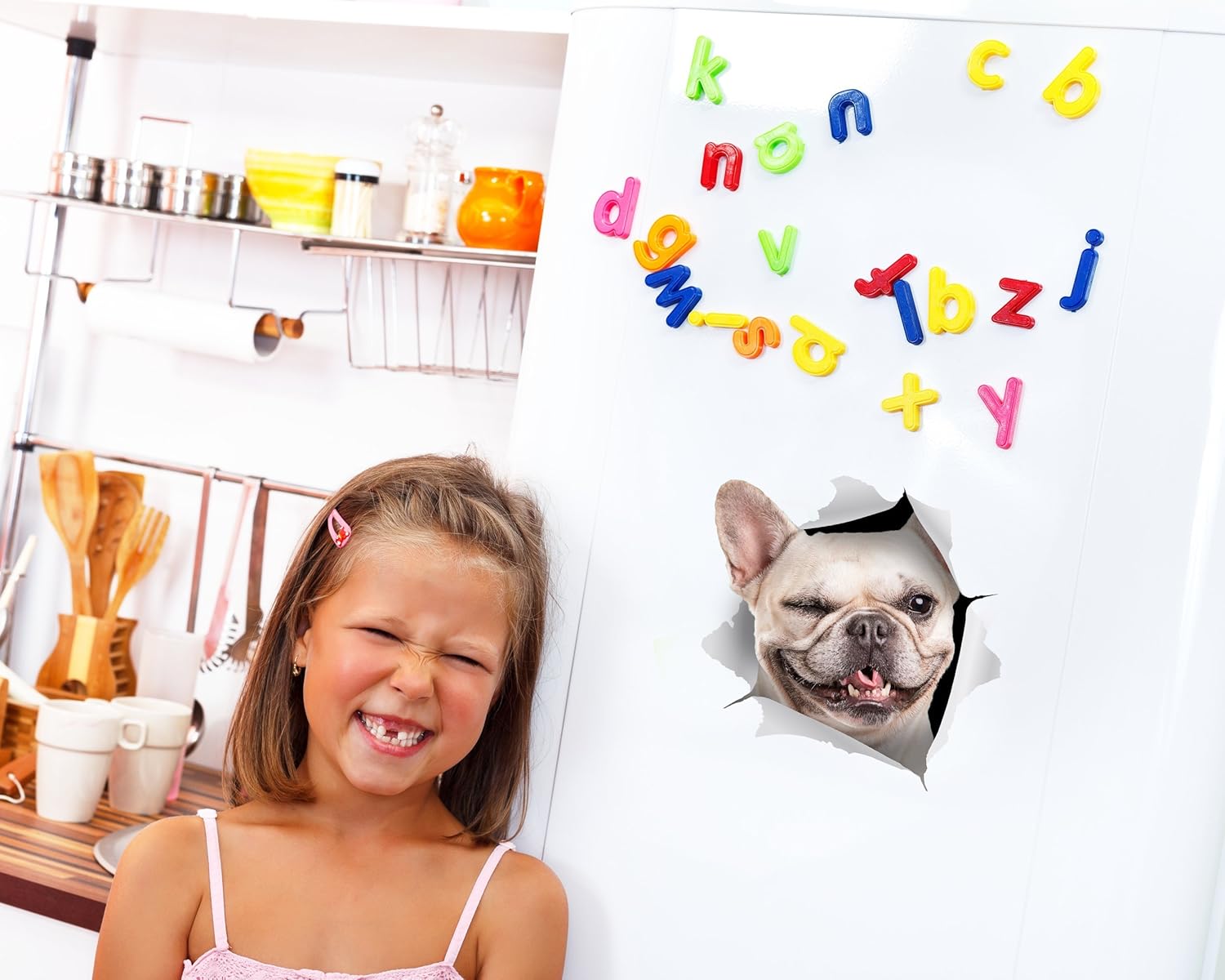 Winston & Bear - 2 Pack - 3D Dog Stickers - Winking French Bulldog Sticker for Wall Fridge, Toilet and More - Retail Packaged - Image 4
