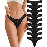 READY TO LOVE Cotton Lace Thongs for Women Sexy Breathable Womens Underwear Low Rise T-Back Soft Stretchy Ladies Panties
