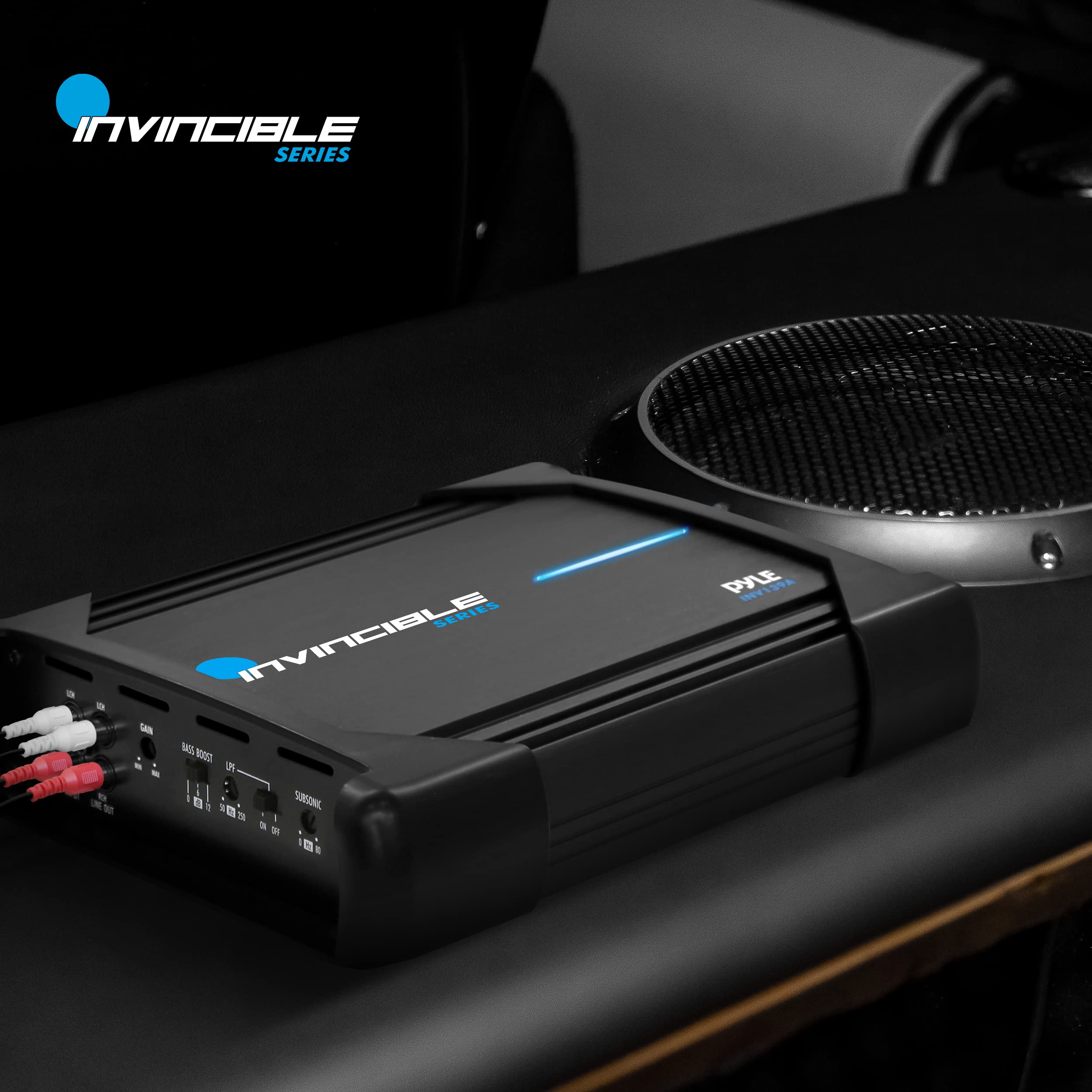 Pyle 9” Class AB Mosfet Amplifier - Invincible Series Monoblock Amp, 1 Channel 2000 Watts Max, Mosfet PWM Power Supply, High-Current Dual Discrete Drive Stages, Advanced Protection Circuitry