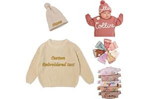 FAHOXUMR Personalized Baby Sweater with Name, Custom Baby Knit Sweater with Hand Embroidered Monogram as Personalized Gifts