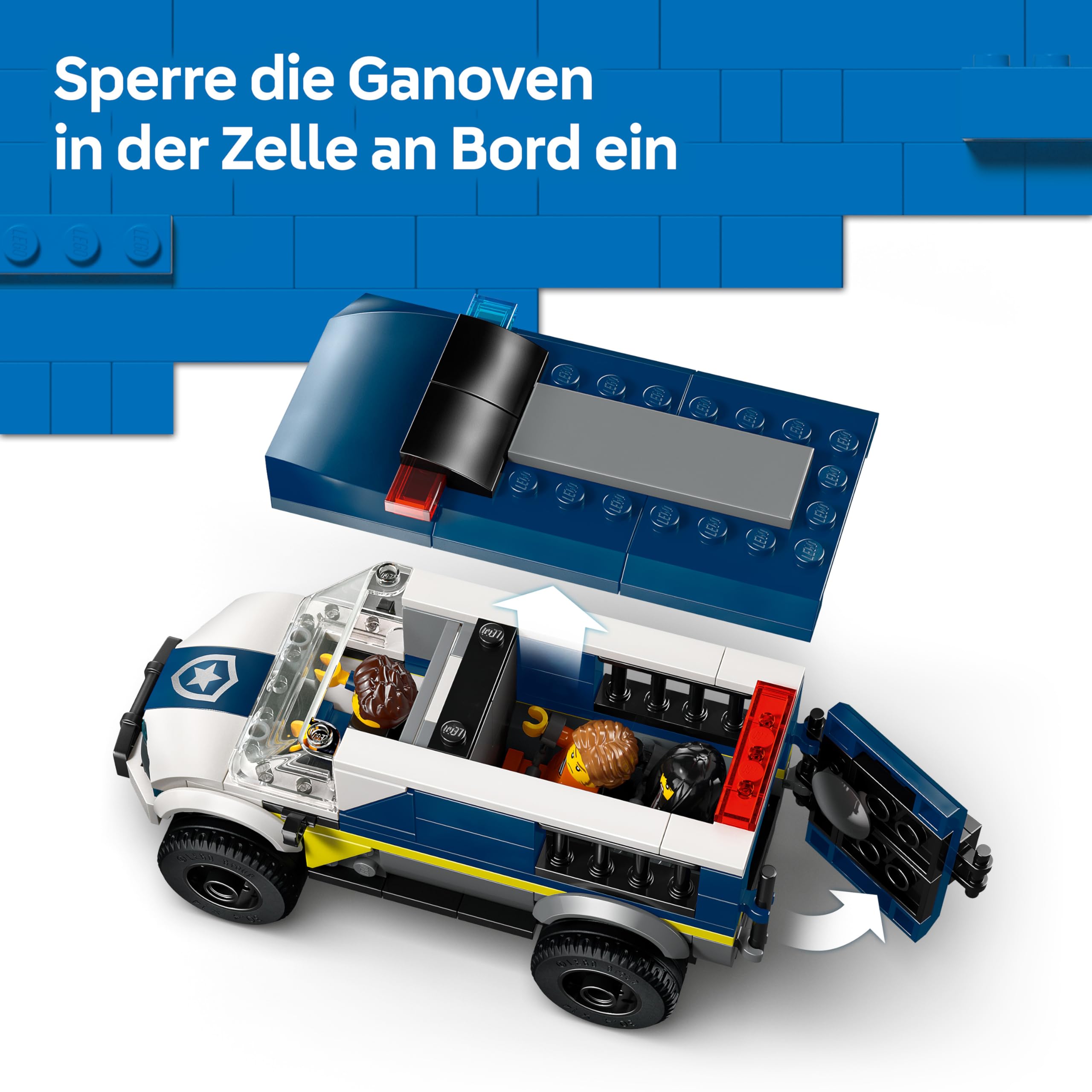 LEGO City Gefangenentransporter - Spielzeug LKW Bauset mit Motorrad, 3 Minifiguren und Abnehmbarer Gefängnistür - Geburtstagsgeschenk für Jungen ab 6 Jahren - 60479 3