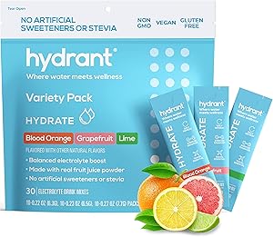 Hydrant Hydrate Variety 30 Stick Packs, Electrolyte Powder Rapid Hydration Mix, Hydration Powder Packets Drink Mix, Helps Rehydrate Better Than Water