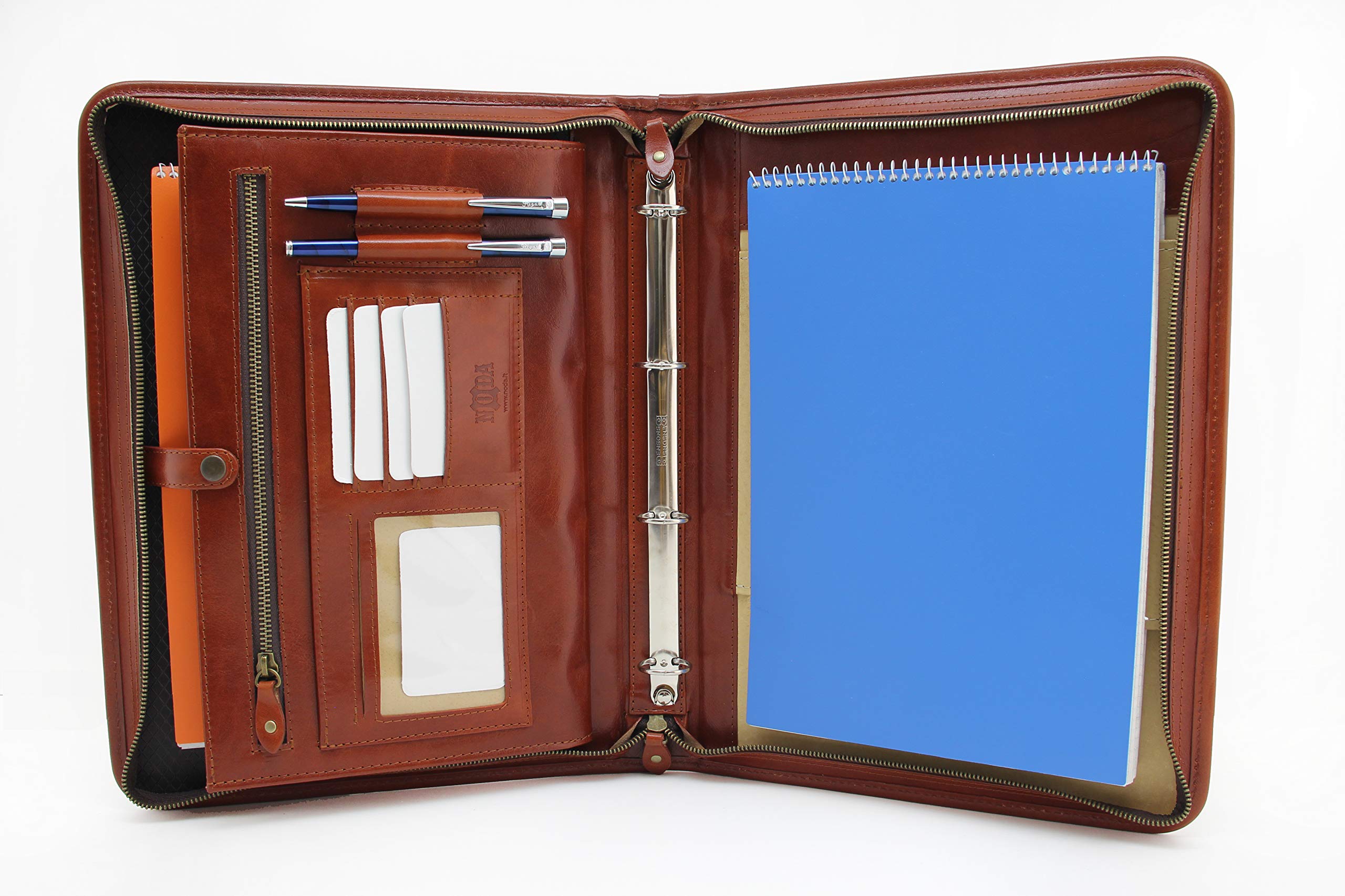 Leather Organizer, Leather Document Folder, Leather Portfolio, Document Holder, Tablet Case, Leather Folder, Document Bag, 4 Ring Binder (Cognac)