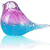5.5" Hand Blown Glass Blue Bird Figurine Glass Pink and Blue Birds of Happiness Statue Crystal Animal Sculpture Decorative Ornaments for Home Decoration,Birthday Present,Women Gift for Christmas