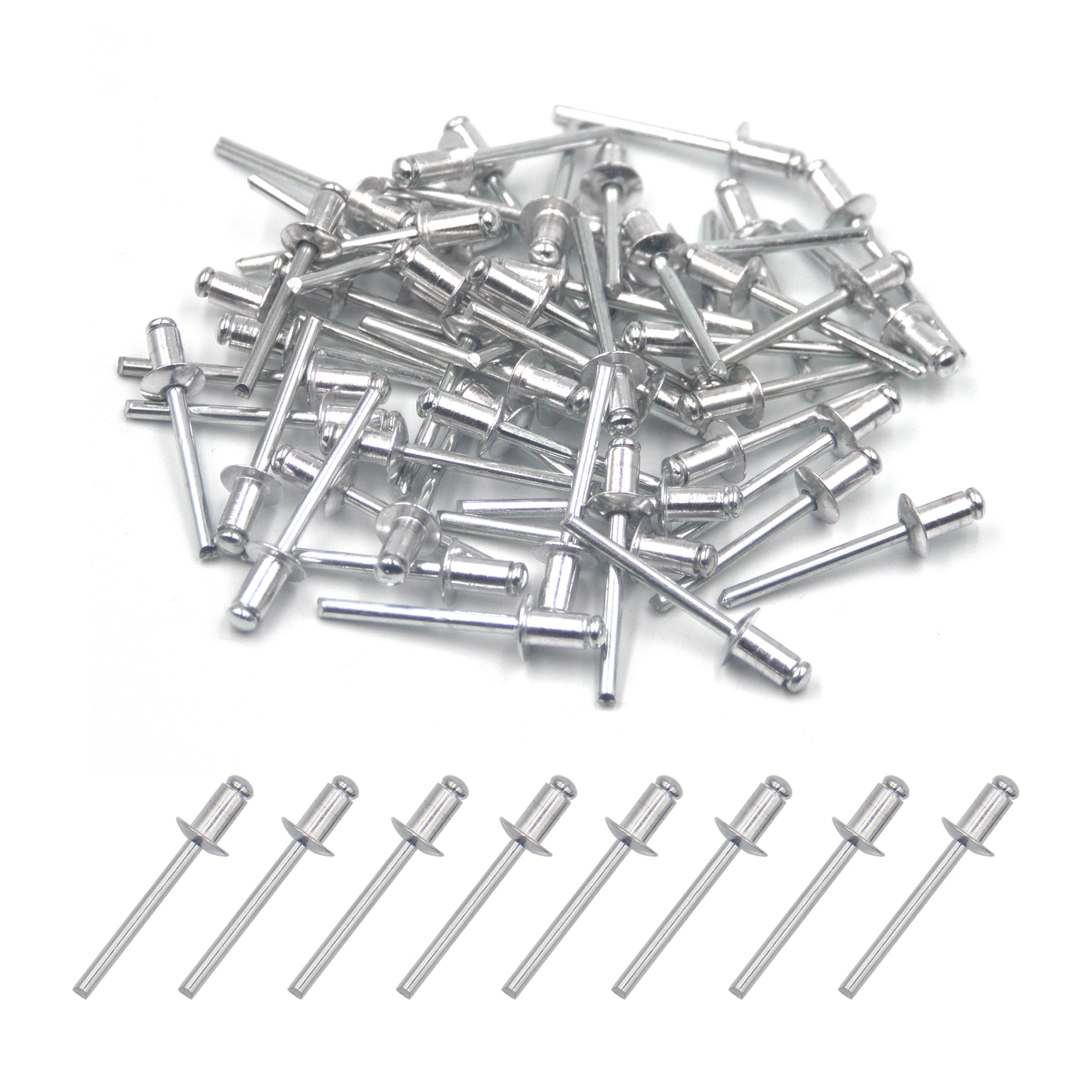 BESTYCHAO 100pcs Aluminium Blind Rivet 4.8mm x 8mm, Open End Rivet Pop Rivet, Pack of 100 (Silver) — image 1