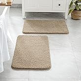 MIULEE Tan Bathroom Rugs Set 2 Piece, Soft Absorbent Microfiber Bath Mat Set, Non Slip Quick Dry Machine Washable Plush Shaggy Bath Rugs for Bathroom Floor, Tub and Shower, 16x24 inches