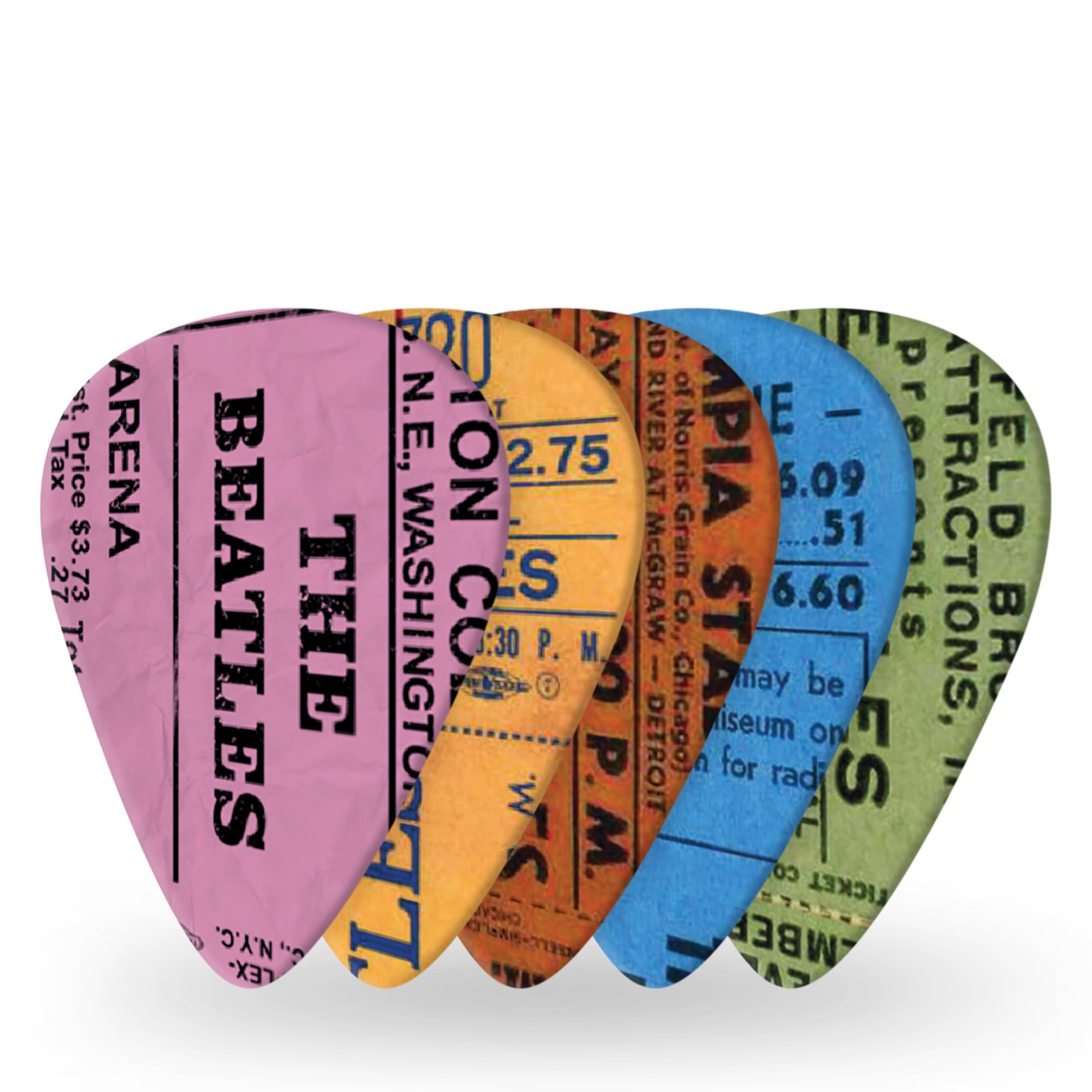 D'Addario Beatles Guitar Picks - The Beatles 1964 Tour Ticket Stubs Guitar Picks - 10-Pack, Medium Gauge, 0.70mm