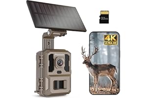 Misstech 4K UHD Solar Trail Camera for Game & Wildlife Monitoring - 0.1s Motion Trigger to Capture Fast Animals, 64MP/4K Clea