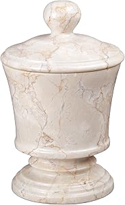 Creative Home Champagne Marble Pedestal Cotton Ball Holder