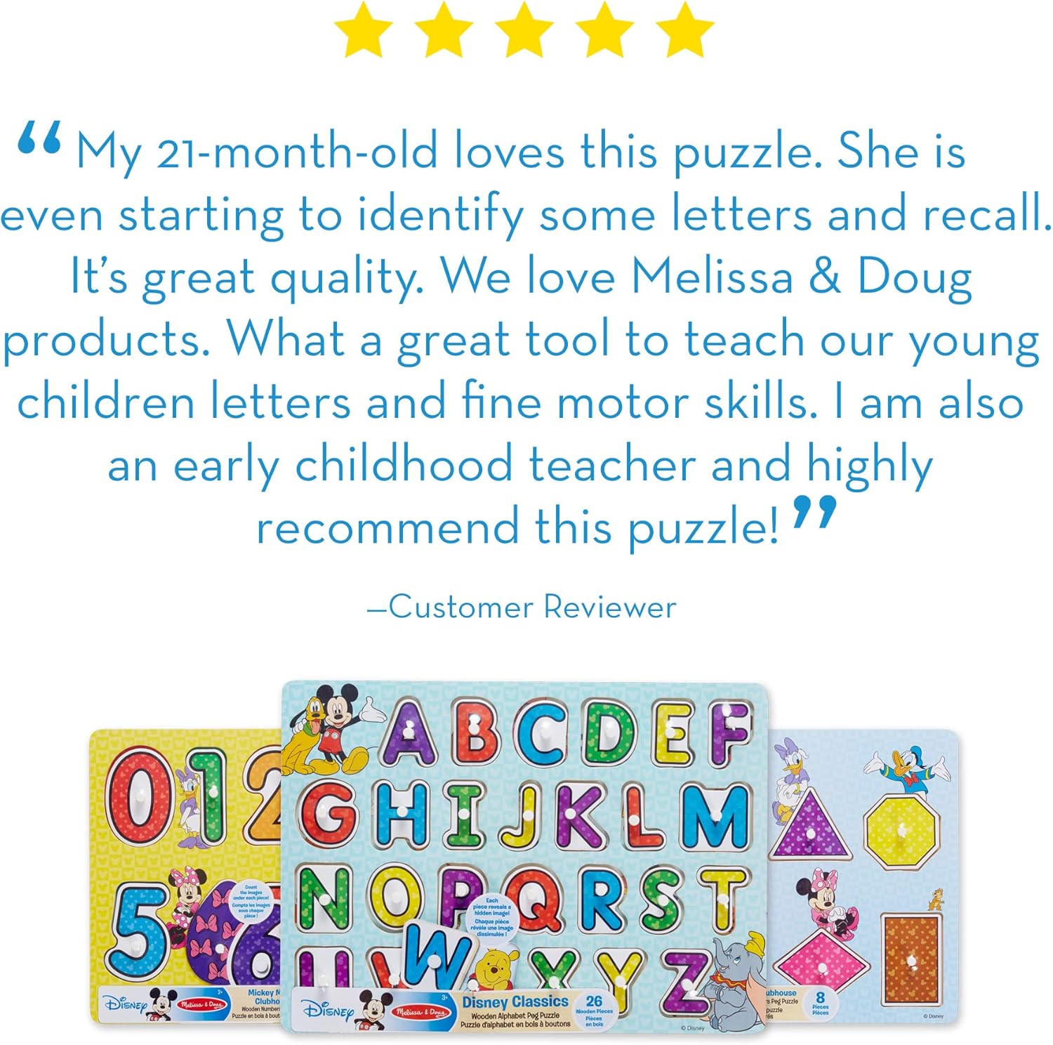 Melissa & Doug Disney Peg Puzzle Bundle-Alphabet, Numbers, Shapes & Colors: Toys & Games