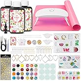 YIEHO 300g UV Resin Kit with Light and Molds, Arts and Crafts for Adults, Jewelry Making Kit for DIY Keychain, Earring and Necklace