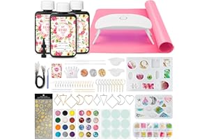 YIEHO 300g UV Resin Kit with Light and Molds, Arts and Crafts for Adults, Jewelry Making Kit for DIY Keychain, Earring and Necklace