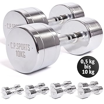 C.P. Sports Chromhantel 0,5-1,0-1,5-2,0-2,5-3,0-4,0-5,0-6,0-7,0-8,0-9,0-10 kg - Paare Kurzhantel, Hanteln Kurzhantel Set, Chr
