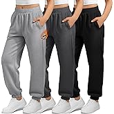 LessonZoo 3 Pack Girls Fleece Joggers Sweatpants, 5-16 Years Thermal Baggy Elastic Waist Athletic Activewear with Pockets