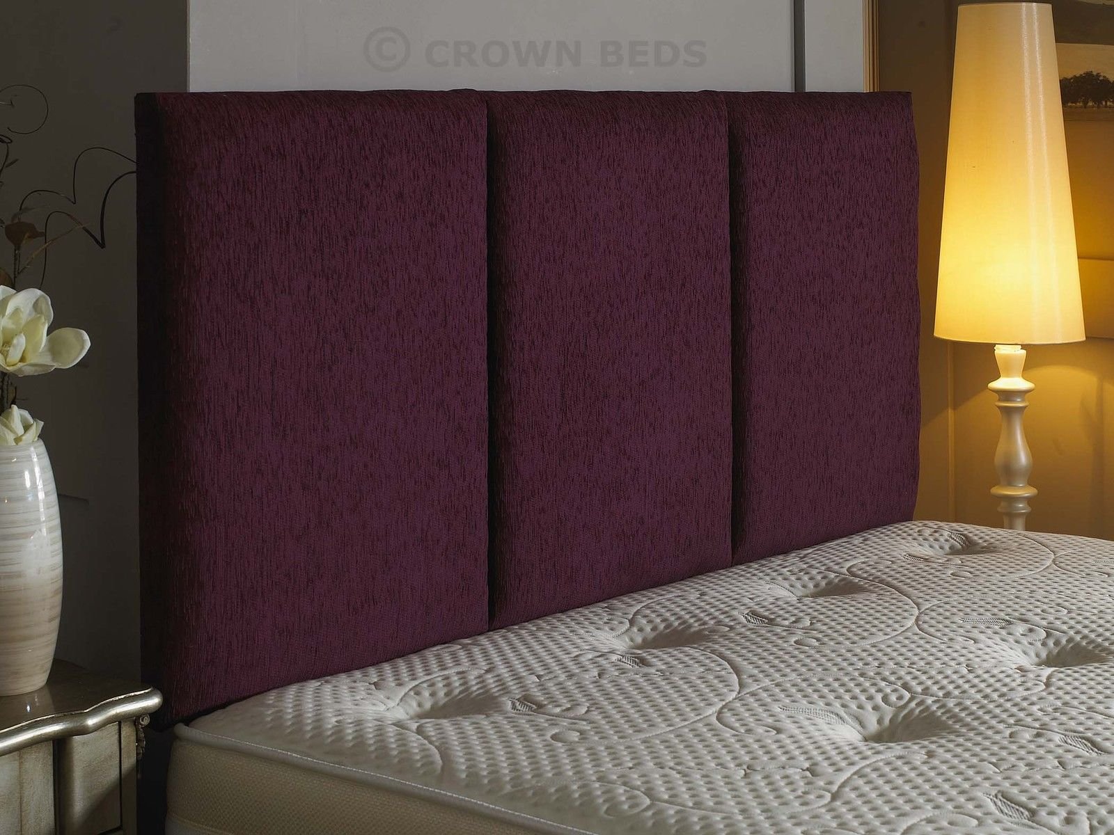 CROWNBEDSUK quality alton chenille headboard in 2ft6,3ft,4ft,4ft6,5ft,6ft Aubergine, 3ft (single) 26