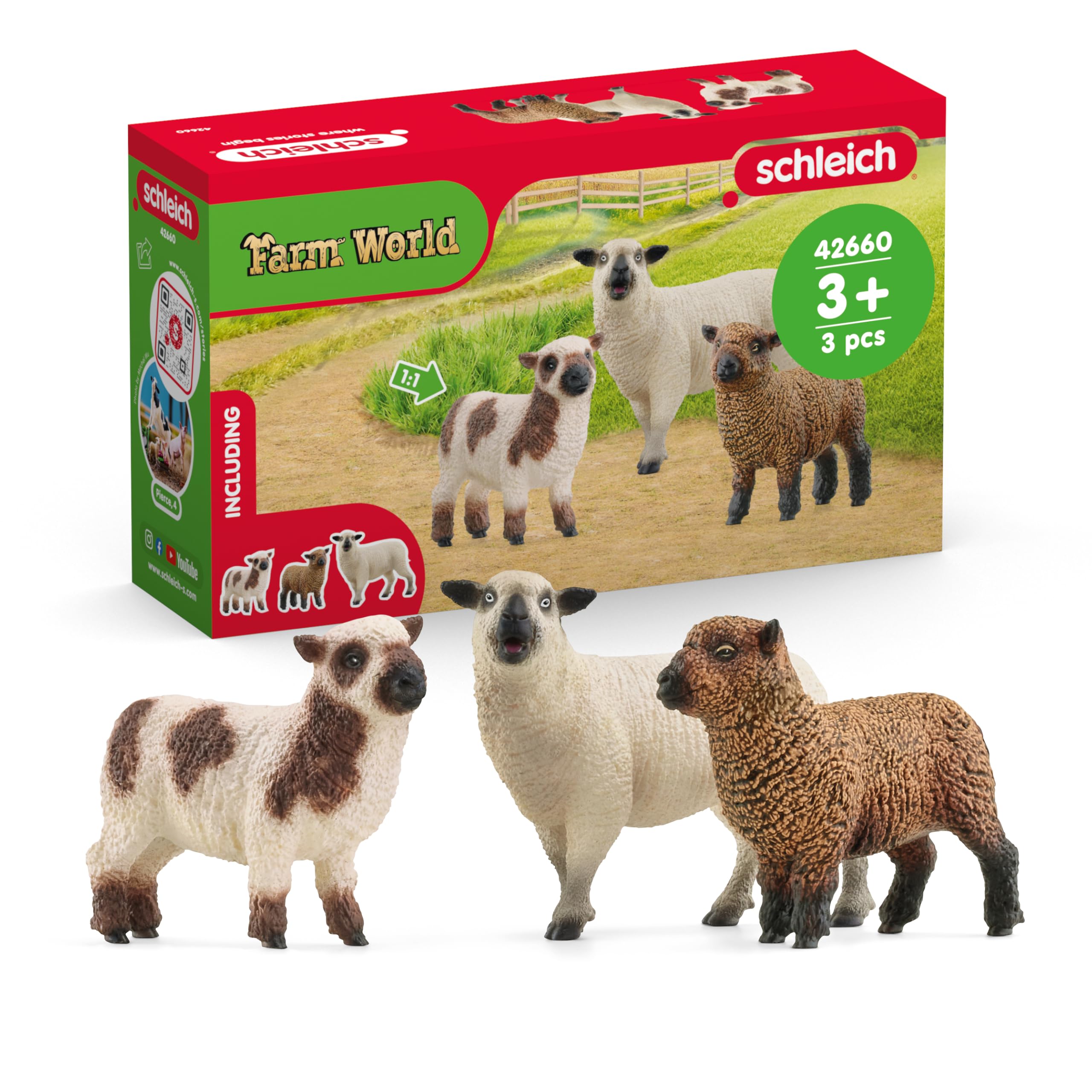 SCHLEICH 42660 FARM WORLD Sheep Friends Figurine for ages 3+, Black