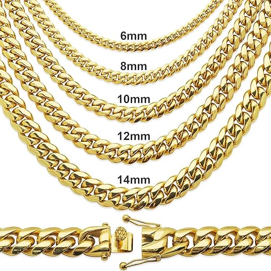 Master Of Bling Mens Stainless Steel Plain Miami Cuban Link 8mm 18 24 