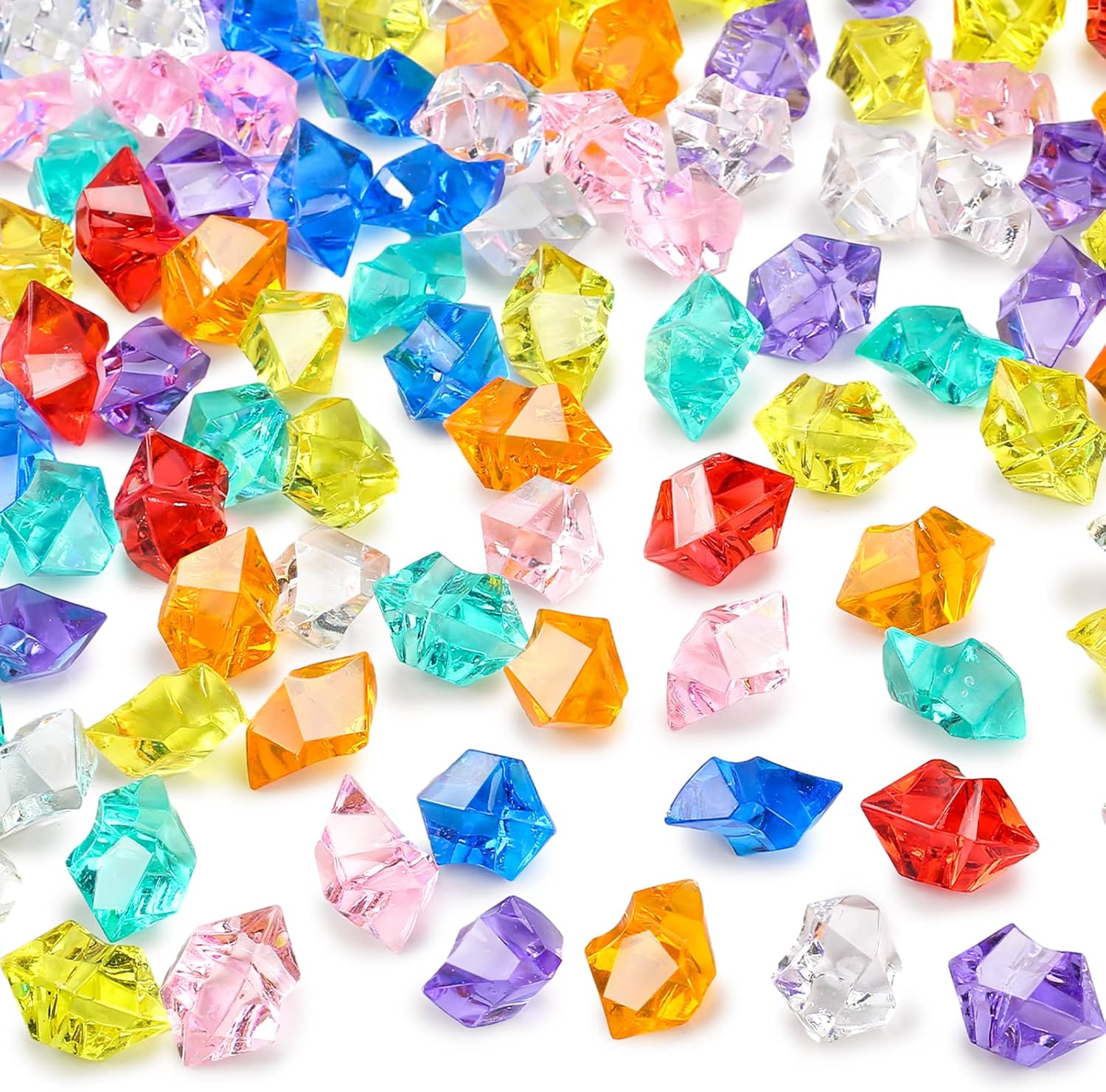 Vase Fillers - DomeStar 150PCS Multicolored Fake Crushed Ice Rocks, Fake Diamond Plastic Ice Cubes Crystals Gems for Decoration Wedding Display Vase Fillers (Color Random)
