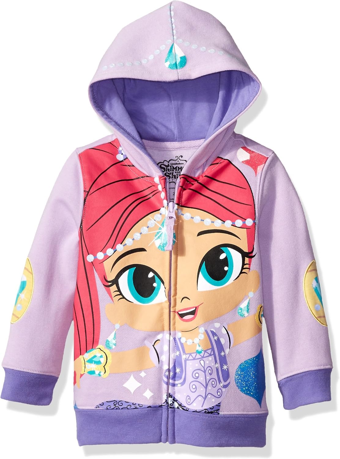 Shimmer and Shine Little Girls' Toddler Character Hoodie, Aqua/Dark Turquoise, 4T: Clothing