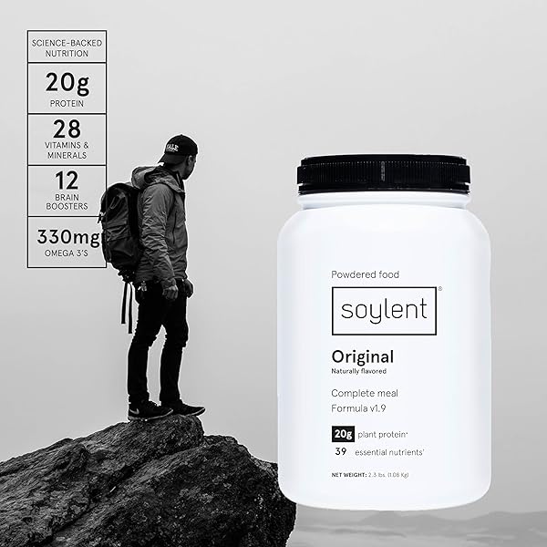 SOYLENT COMPLETE NUTRITION MEAL REPLACEMENT PROTEIN POWDER, ORIGINAL – PLANT BASED VEGAN PROTEIN, 39 ESSENTIAL NUTRIENTS – 36.8OZ
