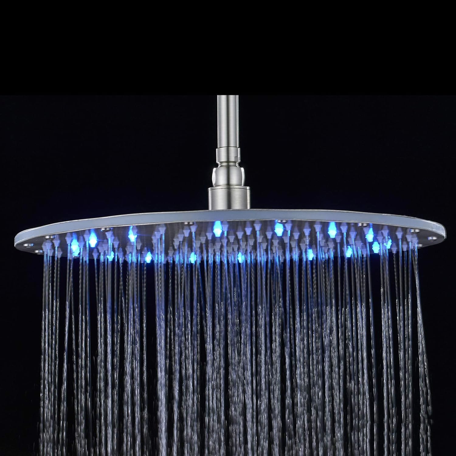 Saeuwtowy Noir Pommeau de Douche Carré Avec Effet Pluie,éclairage à LED