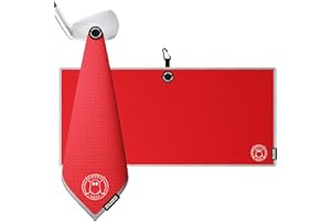 Ghost Golf Magnetic Towel (Caddie) - Premium Ultra-Absorbent Microfiber Golf Towel with Magnet for Golf Carts or Clubs - 18" x 40" Golfing Gear - Waffle Weave Pattern (Red)