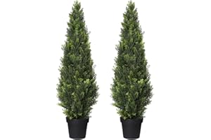 LUWENER Tall Topiary Cedar Artificial for Outdoor, UV Resistant Faux Cypress- Beautiful and Realistic Pines for Outdoor Front Porch Decor, Fake Evergreen Pine Sunlight Resistant for Home Decoration