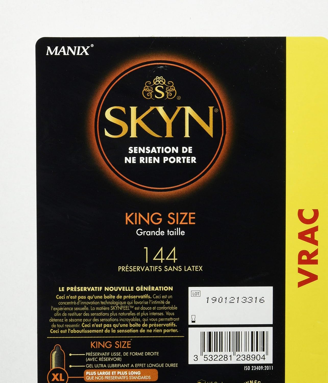 Skyn King Size, 144 Condoms, Large Size, Mega Pack, Natural, 144 count (Pack of 1)