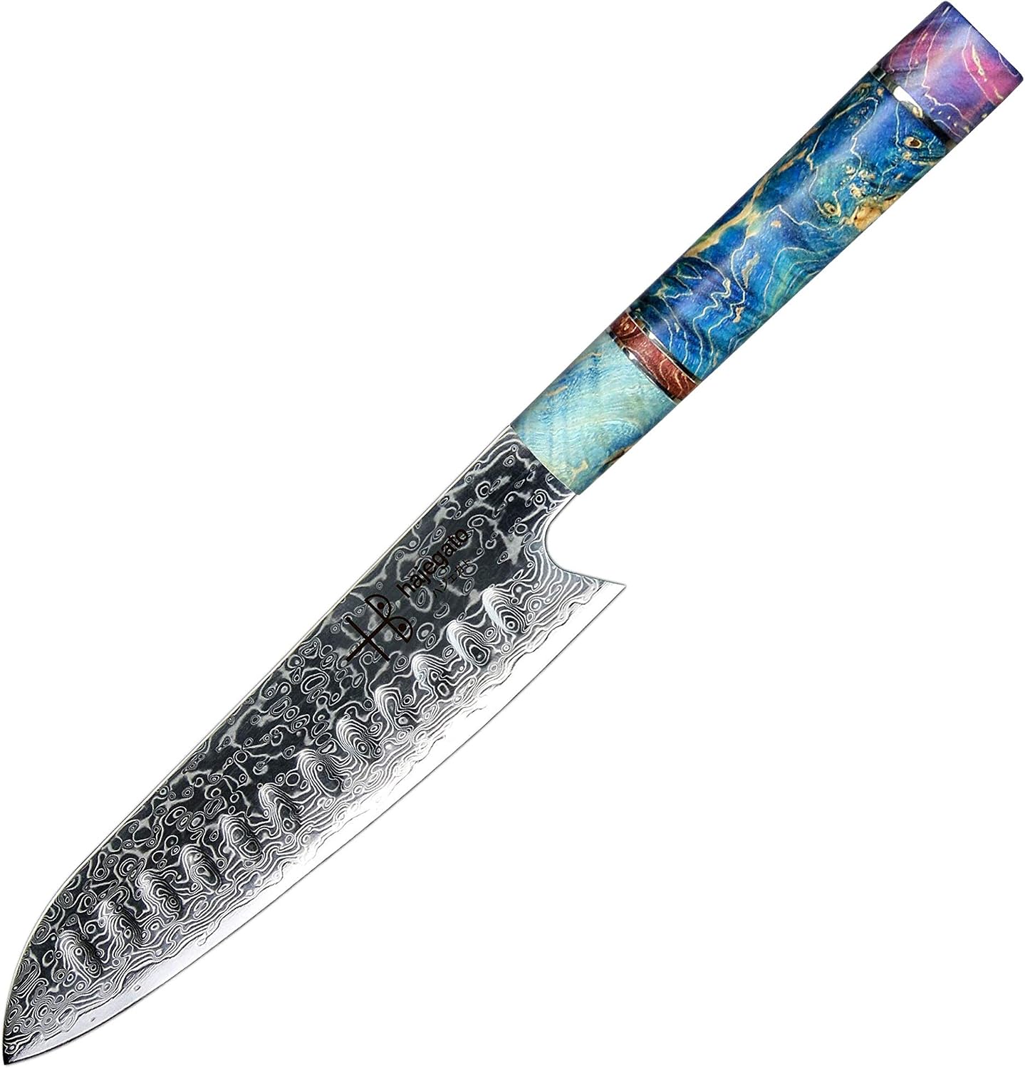 hajegato Professional Japanese Chefs Kitchen Knife Unique Santoku 7" Vg10 67 Layers Damascus Steel Knive with Sheath