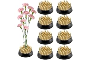 Tiaforza 8Pcs 1.34 Inch Brass Flower Frog for Arrangements Vase, Elegant Gold Kenzan for Ikebana Stem Holder, Essential Home Flower Stem Fixer for Floral, Perfect for Casual Dinners & Party Decor