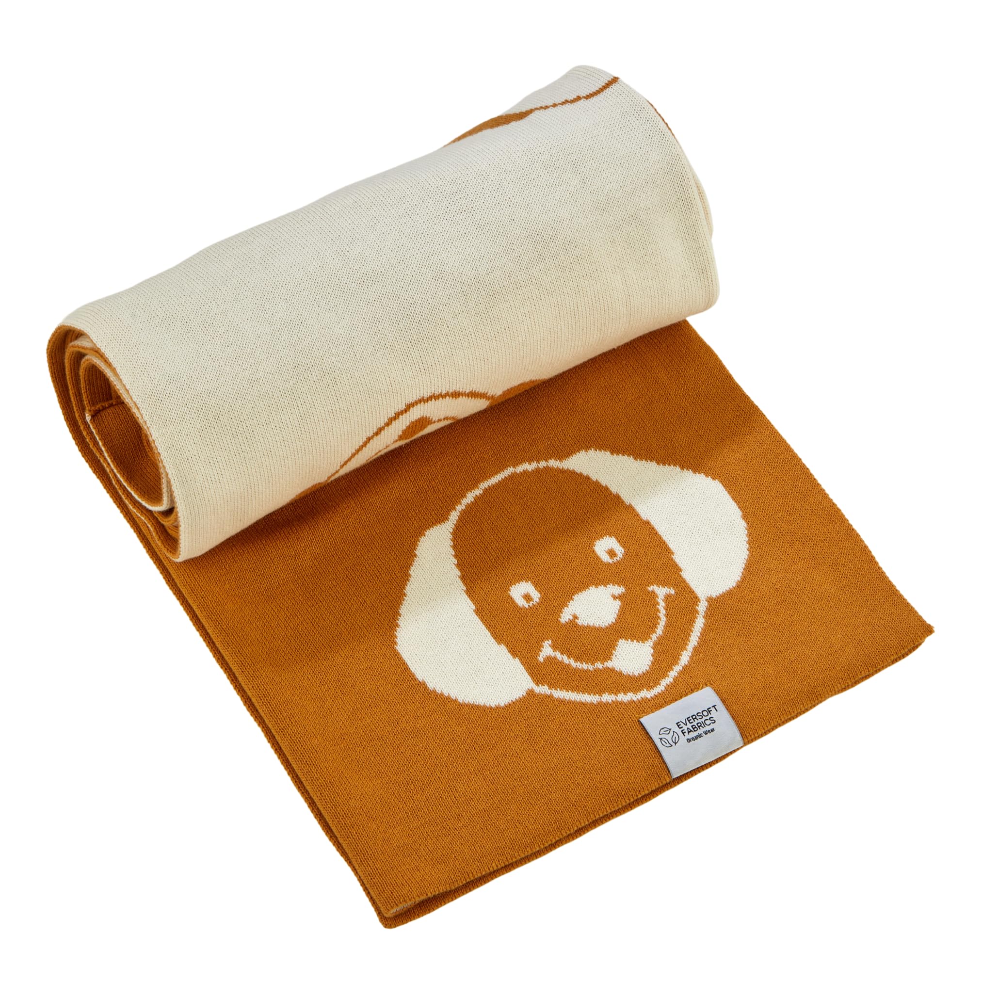 EVERSOFT FABRICS Premium Baby Blanket 350g- 100% Organic Cotton, Oeko-Tex 100 Certified, Lightweight & Soft, Ideal for Sensitive Skin, Perfect for Newborns & Toddlers (Dog Mustard&White)