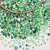 15000 Pcs Green Resin Rhinestones for Crafting, Flatback 2-6 mm Gems Jelly Rhinestones, Mixed Sizes Green Bedazzling Gems Crystal for Nail Art Face Makeup Craft DIY Accessories