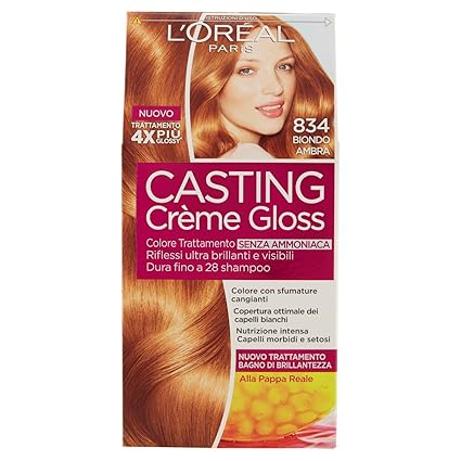Loréal Paris Colorazione Capelli Casting Crème Gloss Tinta Colore Trattamento Senza Ammoniaca Per Una Fragranza Piacevole 834 Biondo Miele