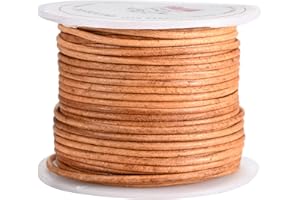 Ecocaste Genuine Round Leather Cord – Crafting Supply for Necklaces & Bracelets, Jewelry Making (Light Brown, 1.5mm)