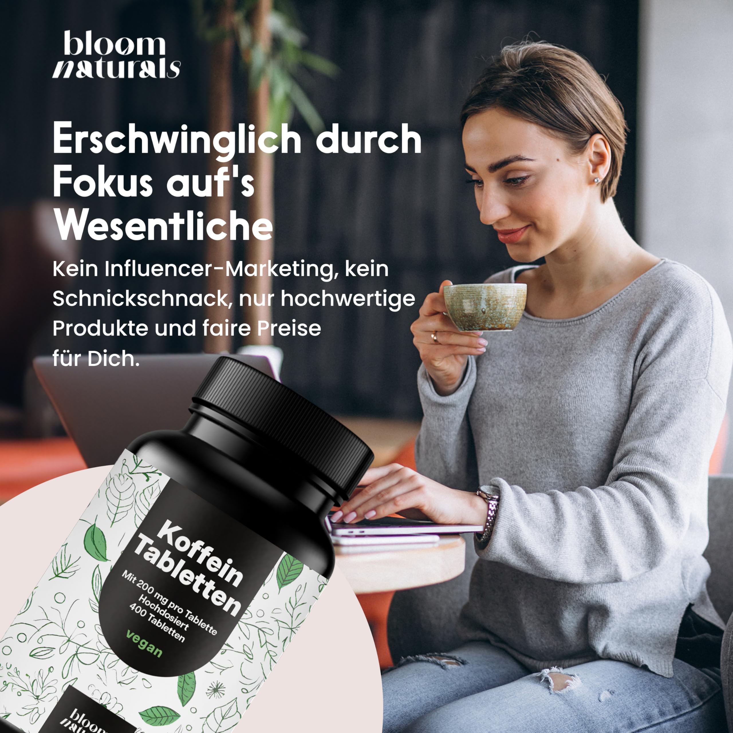 Koffeintabletten hochdosiert – 400 Tabletten – 200 mg Koffein pro Tablette, vegan – Laborgeprüft & produziert in Deutschland - Laborgeprüft - Verpackung kann variieren 6