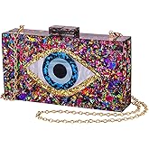 LETODE Clutch Purses for Women-Evil Eye Acrylic Clutch Glitter Purse Evening Bag Chain Shoulder Crossbody Handbags