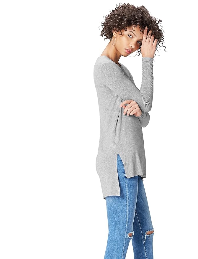 find. Damen Langärmeliges T-Shirt mit rundem Ausschnitt